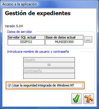 Acceso a la aplicación usando la seguridad integrada de Windows