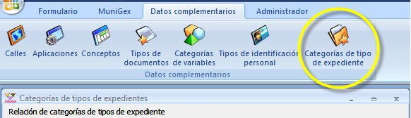 Acceso a las categorías de tipo de expediente