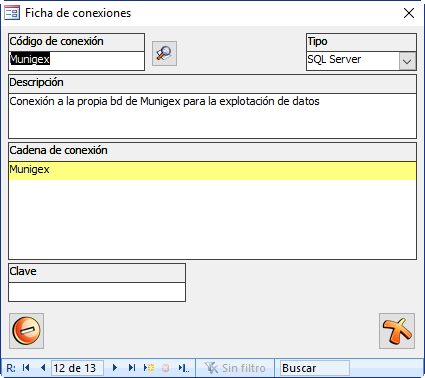 Conexión a la propia base de datos Munigex