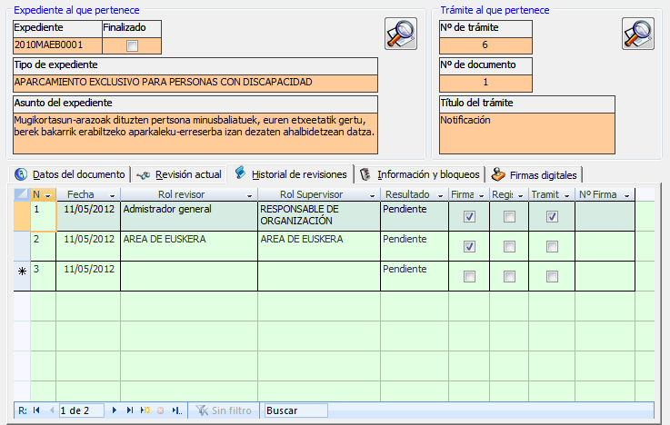 Agregar lista de revisiones