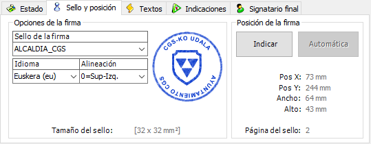 Modificar sello y posición de la firma