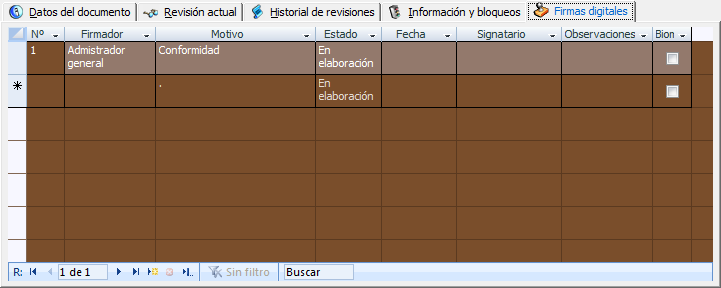 Firmas requeridas en el documento