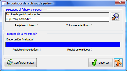 Importación de datos del padrón