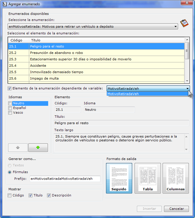 Cuadro de enumeraciones