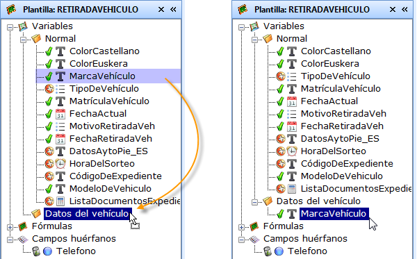 Mover variables entre categorías