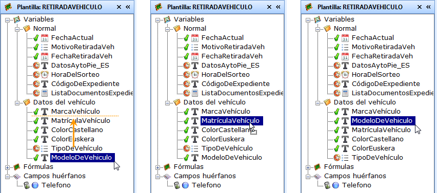 Ordenar variables y plantillas