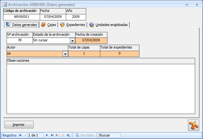 Datos sobre la archivación
