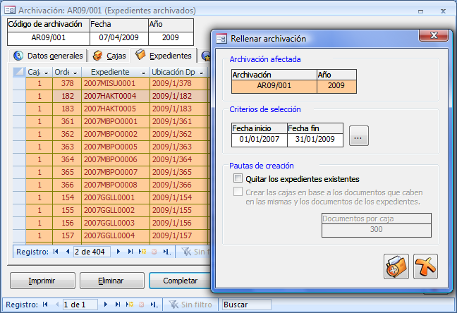 Completar la archivación del departamento automáticamente