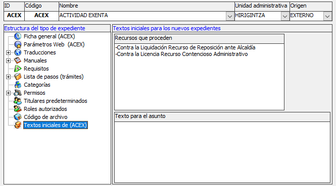 Textos iniciales del expediente