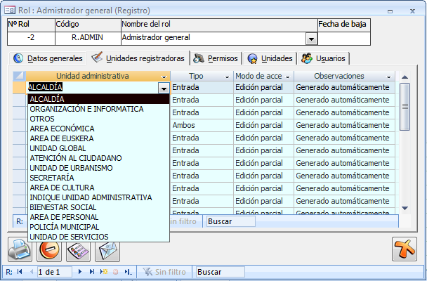 Asignar unidades registradoras