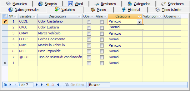 Clasificar las variables en categorias