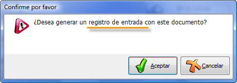 Mensaje de confirmación indicando la creación de registros de entrada