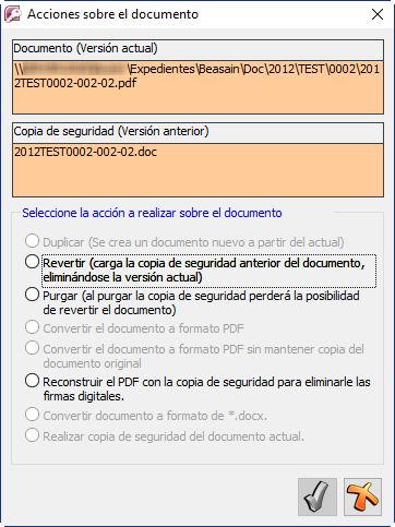 Acciones sobre documentos