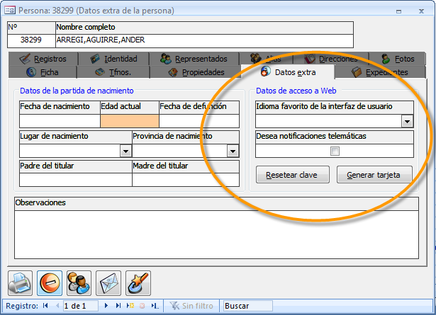 Datos de acceso web