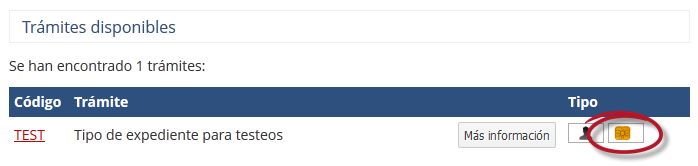 Indicador de tramitación por tarjeta