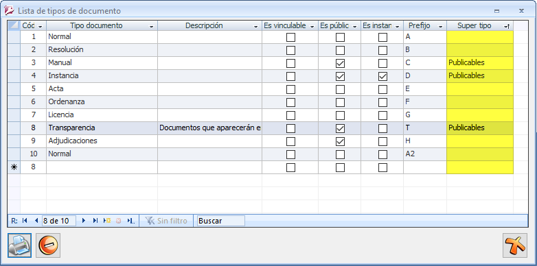 Asignar supertipos a los tipos de documentos