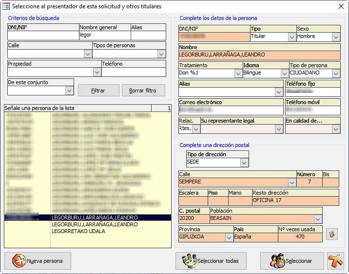 Selector de personas