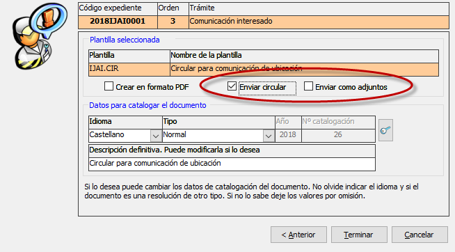 Activar casillas para enviar por correo electrónico