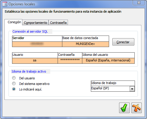 Configuración de conexión