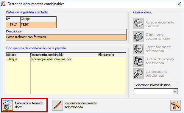 Conversión de documentos combinables a docx