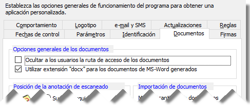 Opción general para trabajar con extensión docx