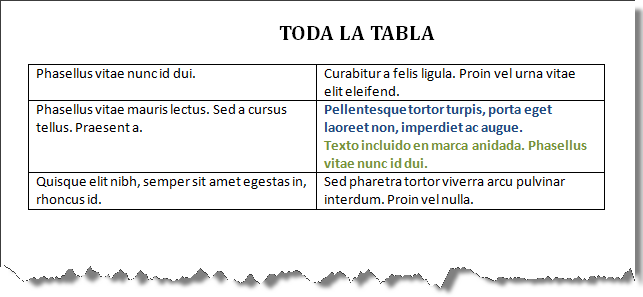 Marcador de tabla