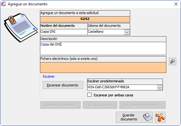 Selector de documento a agregar