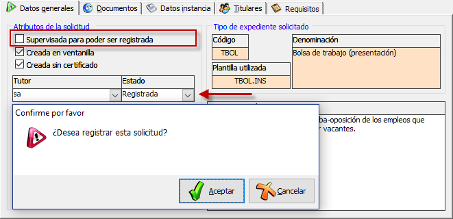 Registrar entrada desde solicitud no supervisada