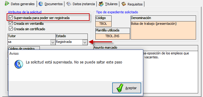 Registrar entrada desde solicitud supervisada