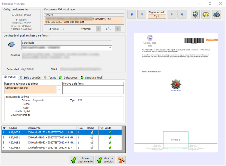 Firma de varios documentos en serie