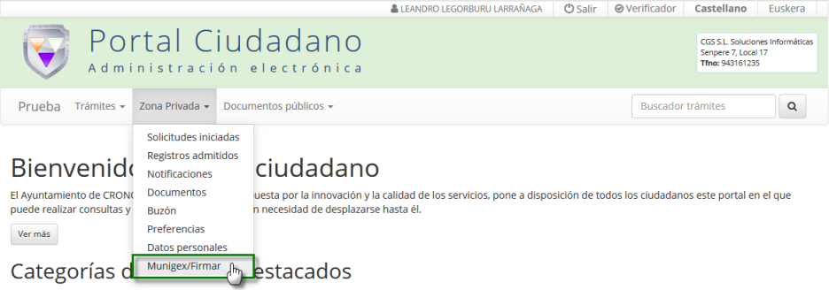 Acceso a las firmas de documentos Munigex desde el Portal Ciudadano