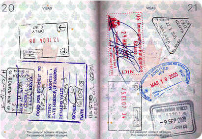 Pasaporte sellado manualmente