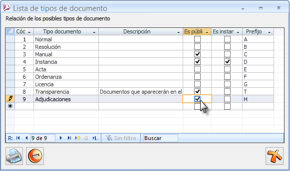 Marcar tipo de documento como público