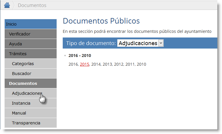 Documentos públicos en el Portal