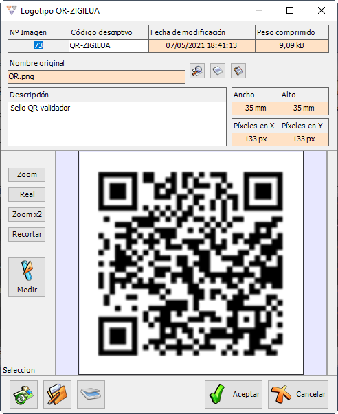 Imagen QR dada de alta en Munigex