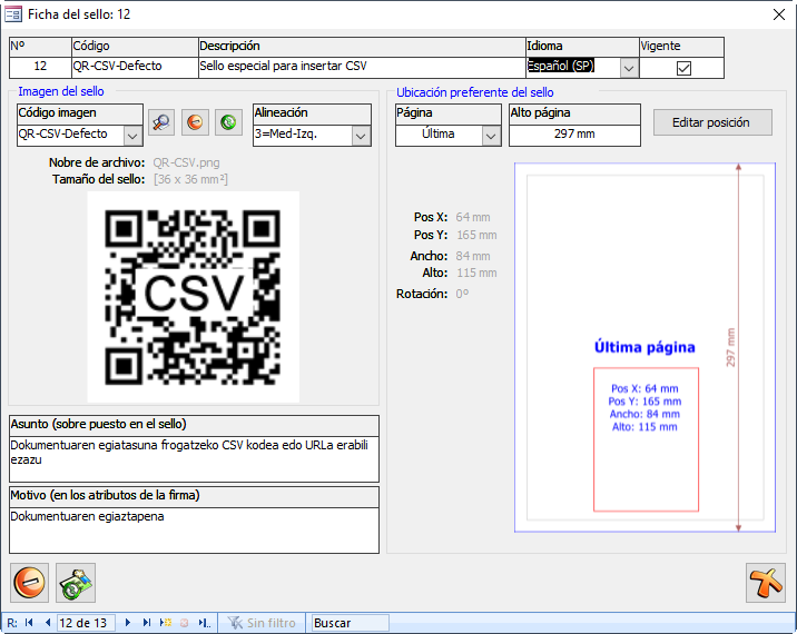 Imagen QR-CSV dada de alta en Munigex