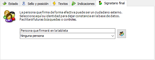 sección de signatario final a indicar