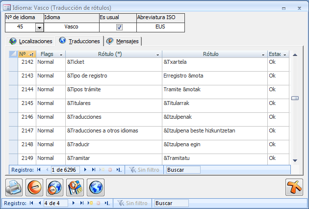 Traducciones de los rótulos de la aplicación