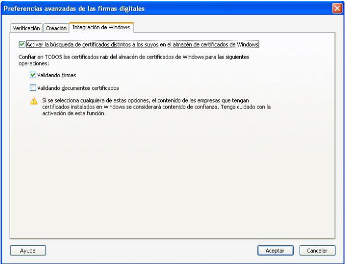 Integrar certificados de Windows