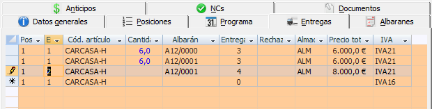 Anotar entregas de programas diferentes