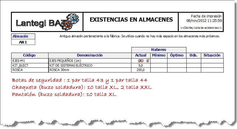 Informe de inventario