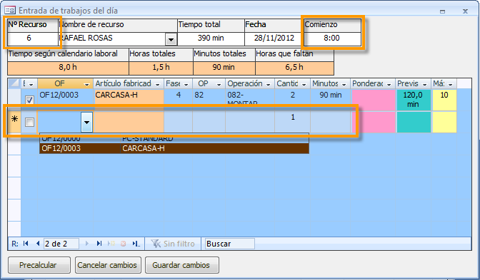 Activar el anotador de partes