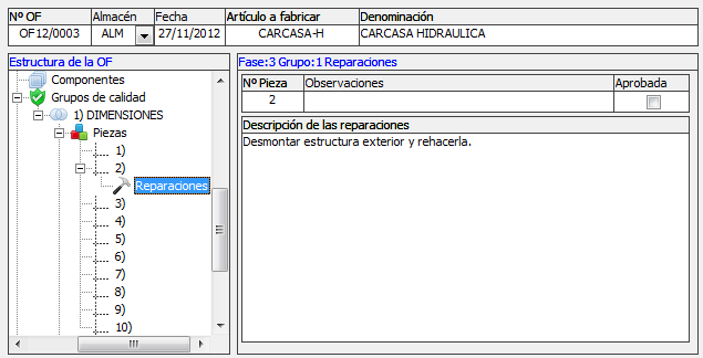 Reparaciones de una pieza