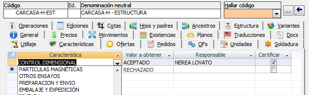 Uso de las preguntas de control en la ficha del artículo