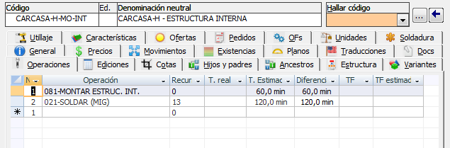 Operaciones a realizar