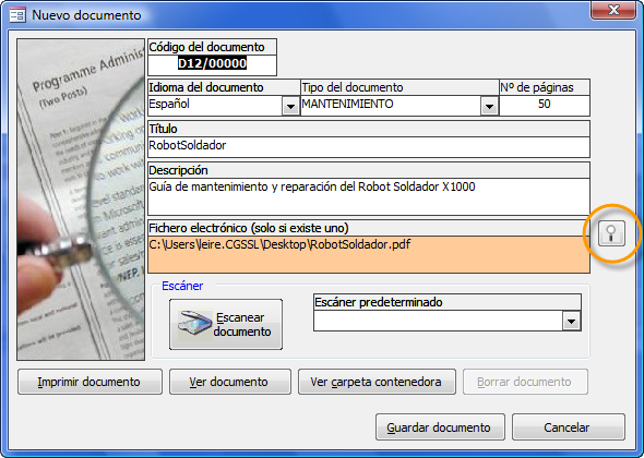 Datos básicos para agregar documentos