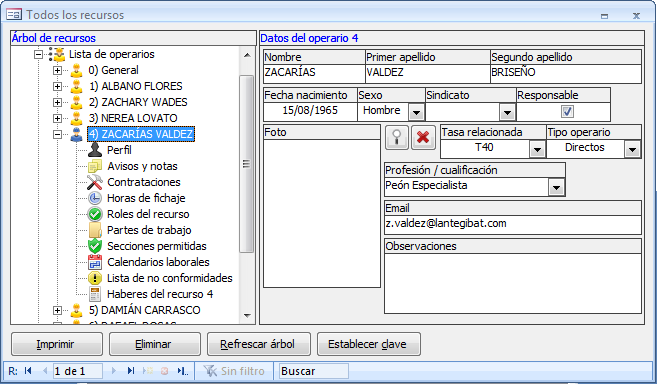 Expansión de datos en nodo de operarios