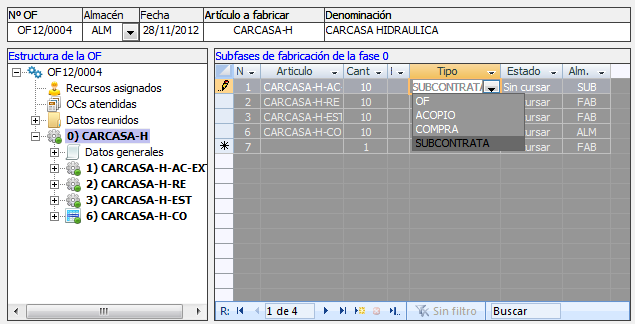 Cambiar el tipo de la fase