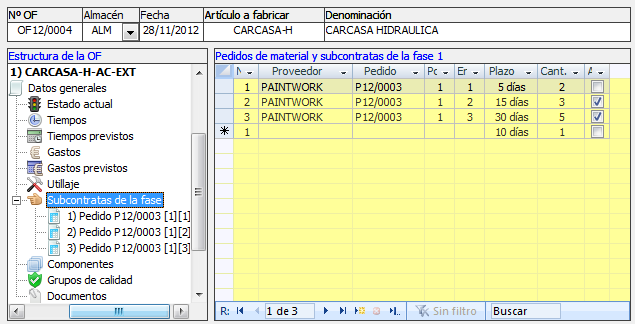 Creación del pedido tras cursar la fase