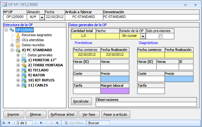 Formulario de OFs